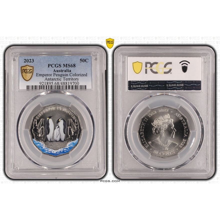 Elizabeth II, Emperor Penguin Colorized, Fifty Cent, 2023, PCGS MS68