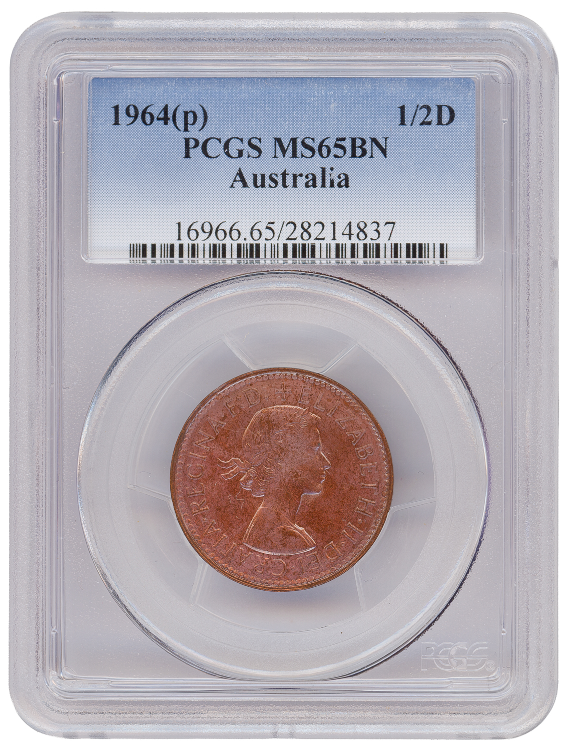 Elizabeth II, Halfpenny, 1964 Y., PCGS MS65BN