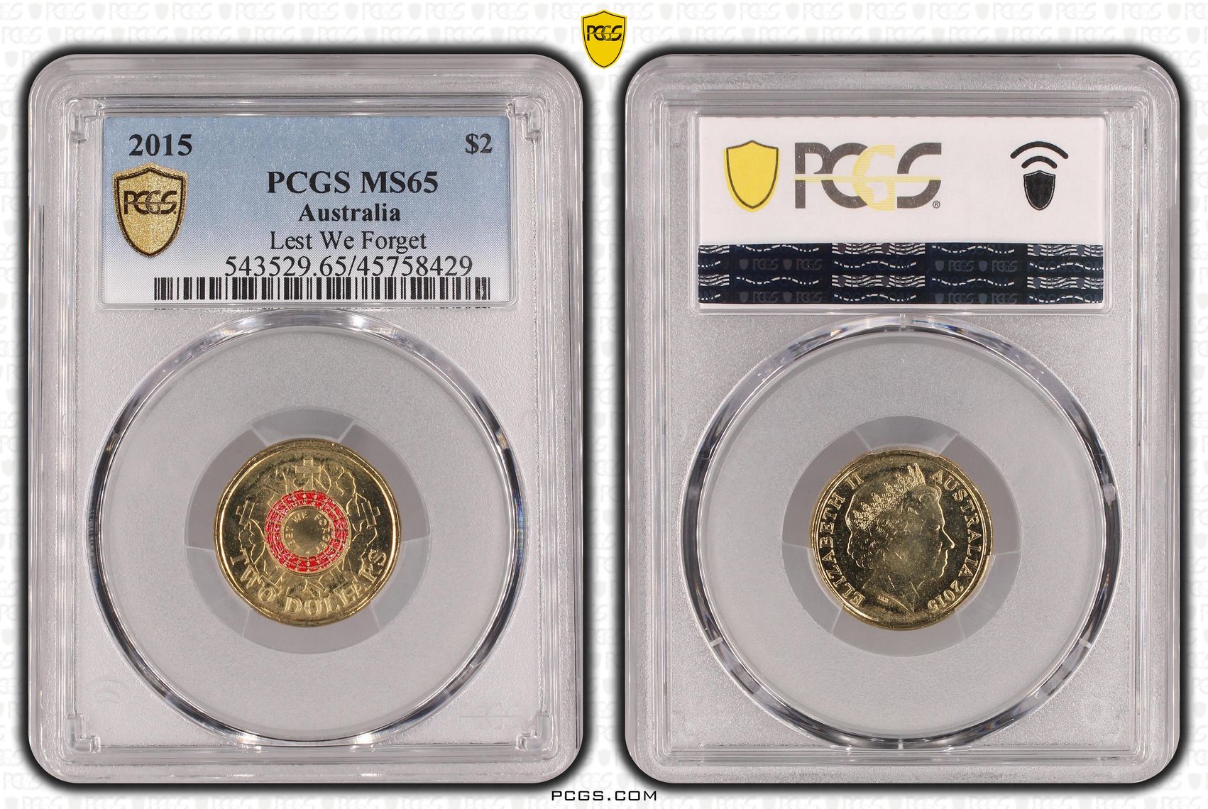 Lest We Forget, Two Dollar, 2015, PCGS MS65