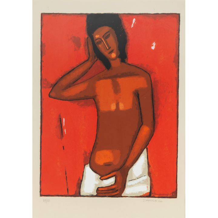 Jerzy Nowosielski | Akt na czerwonym tle, 1999