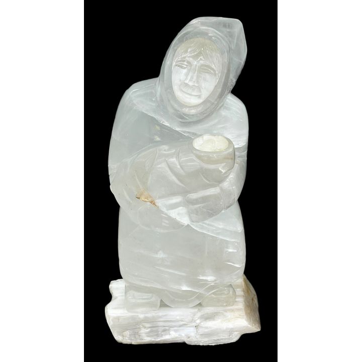Eddie Lee ''Eskimo Mother and Child'' Large Stone Sculpture