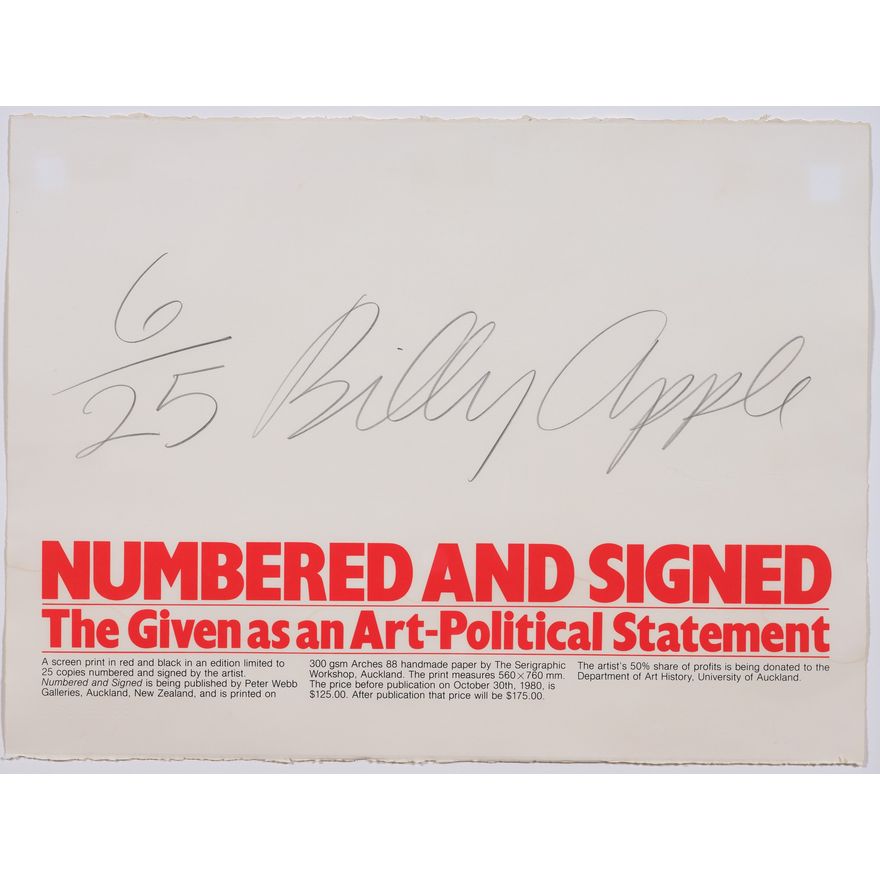 Billy Apple, 'Numbered and Signed'