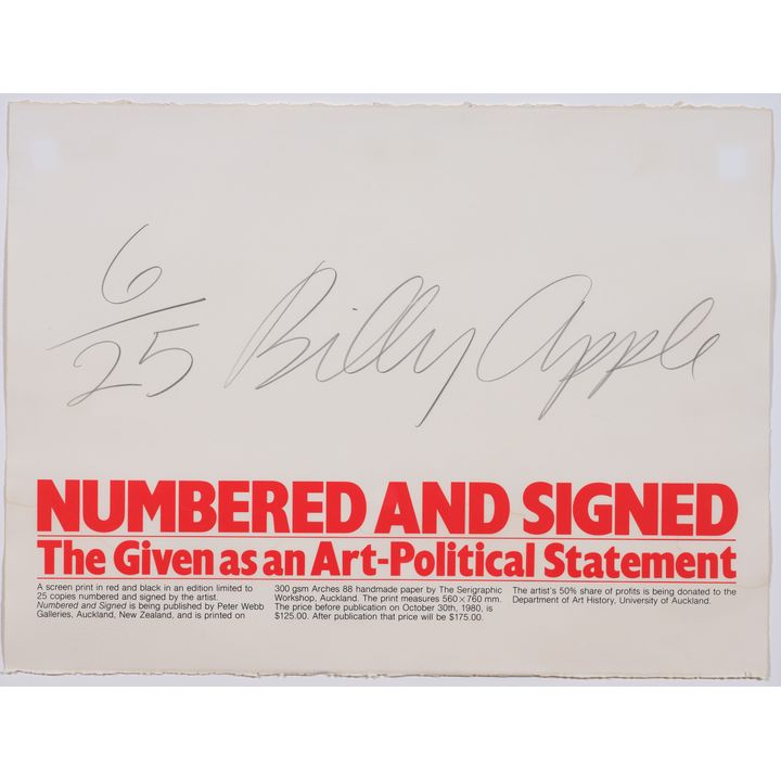 Billy Apple, 'Numbered and Signed'