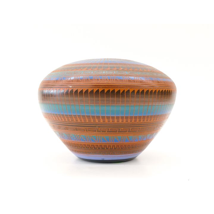 Joann Johnson Navajo Decorated Ceramic Jar 5''x7''