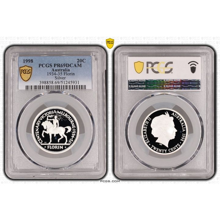 1934-35 Florin Silver, Twenty Cent, 1998, PCGS PR69DCAM