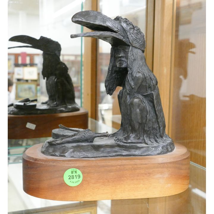Robert Cavanaugh Hamatsa Dancer Indian Bronze Sculpture- 8''