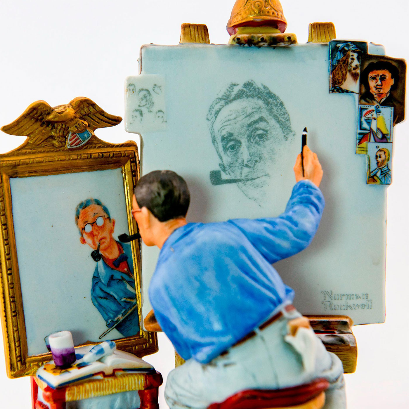 Norman RockwellフィギュアTRIPLE SELF PORTRAIT 1999 VINTAGE NORMAN ROCKWELL TRIPLE SELF PORTRAIT FIGURINE