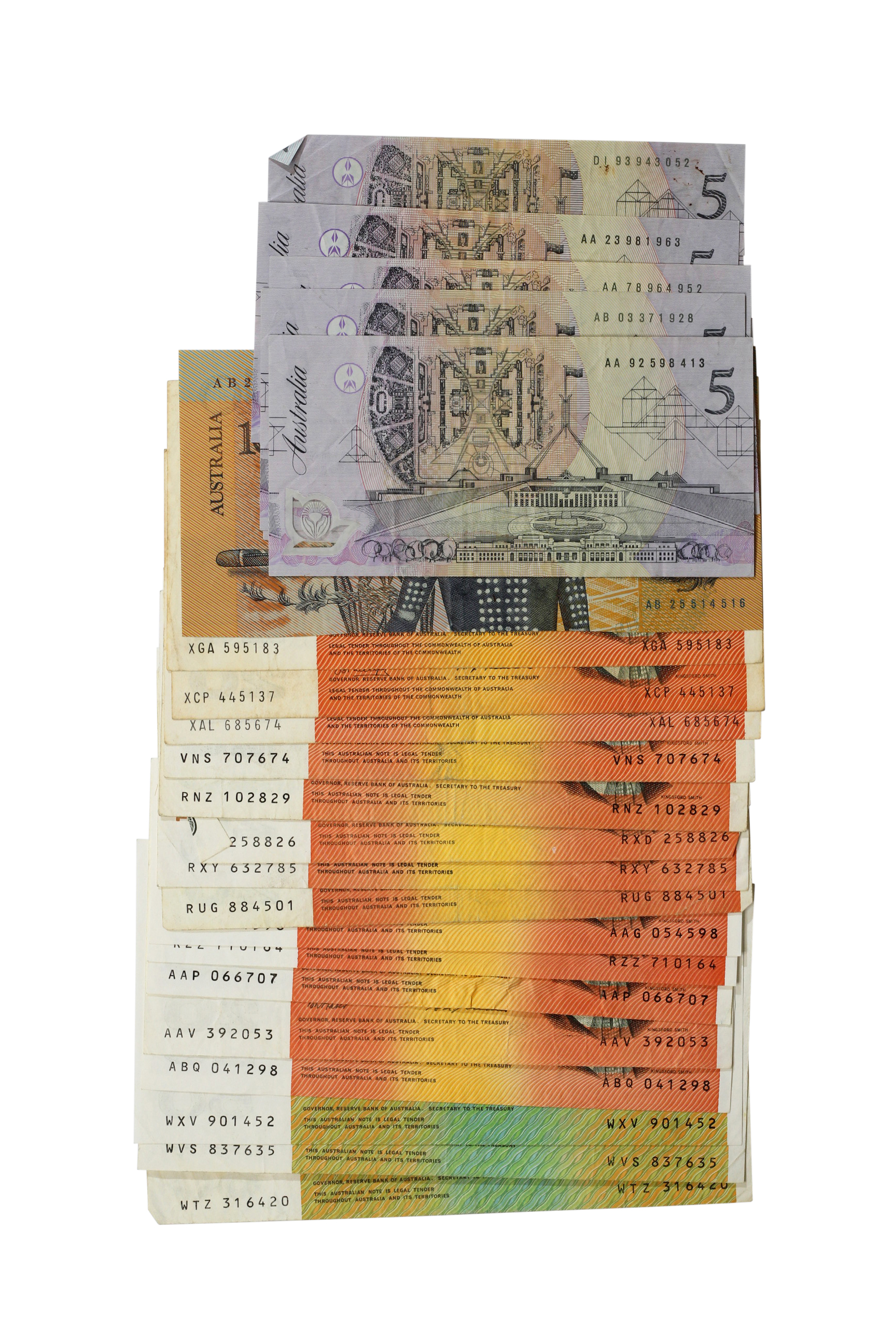 2114. · Accumulation, $5 - $50, 1996 - 1992, Fine - VF