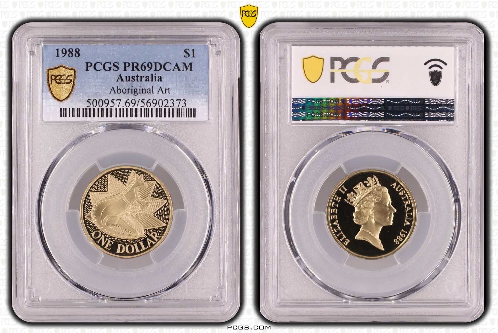 Aboriginal Art - Kangaroo, One Dollar, 1988, PCGS PR69DCAM
