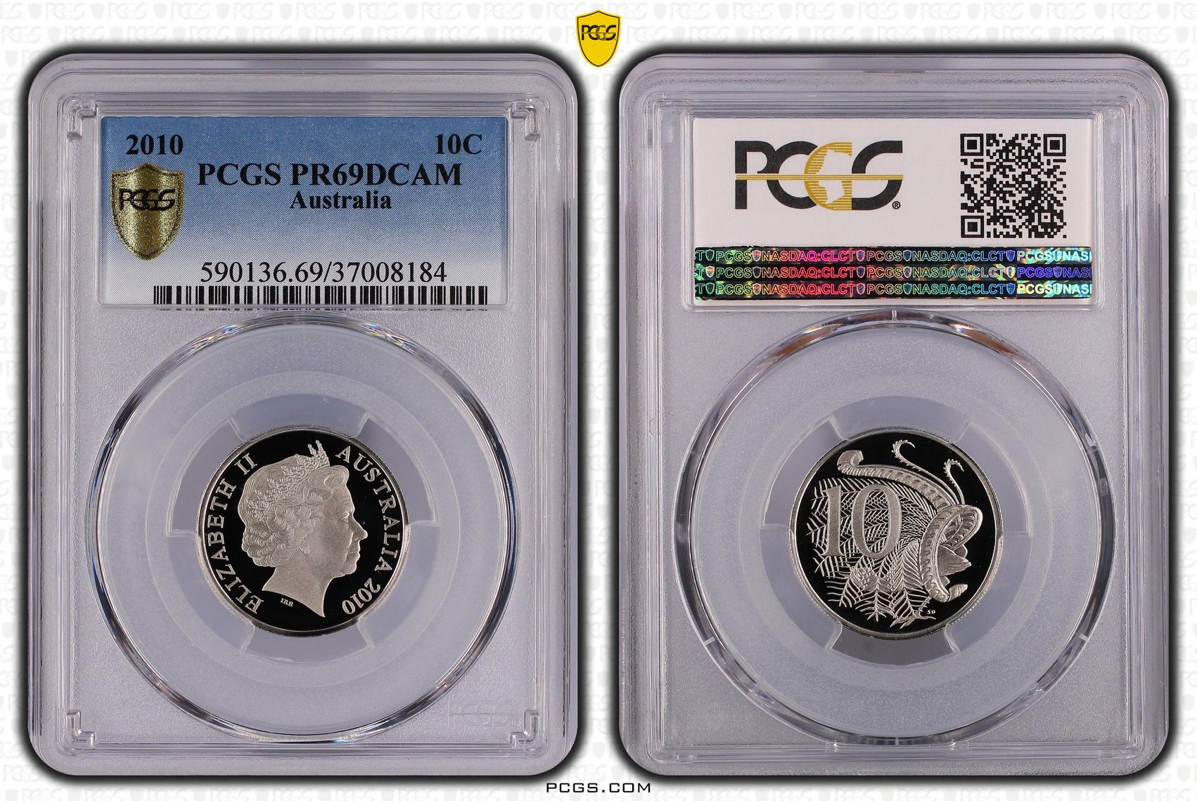 Elizabeth II, Ten Cent, 2010, PCGS PR69DCAM