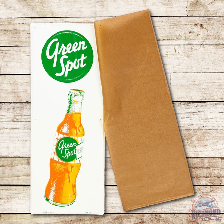 NOS 36" Green Spot & Bottle Vertical Metal Sign TAC 9