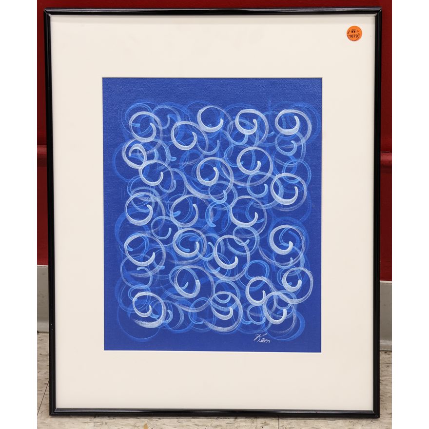 Ken Bailey ''Untitled'' (Blue) Acrylic Painting Framed 20''x16''