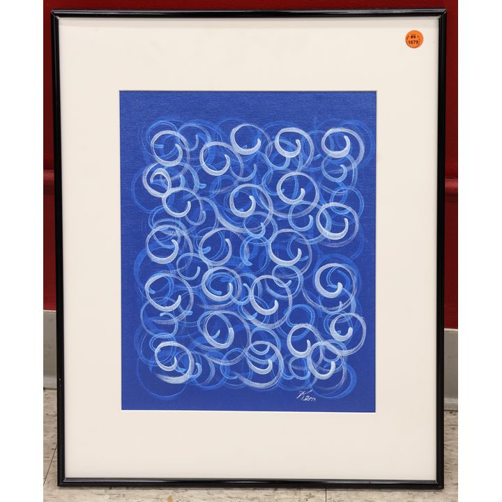 Ken Bailey ''Untitled'' (Blue) Acrylic Painting Framed 20''x16''