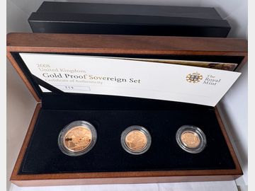 2008 ELIZABETH II PROOF GOLD 3-COIN SOVEREIGN SET