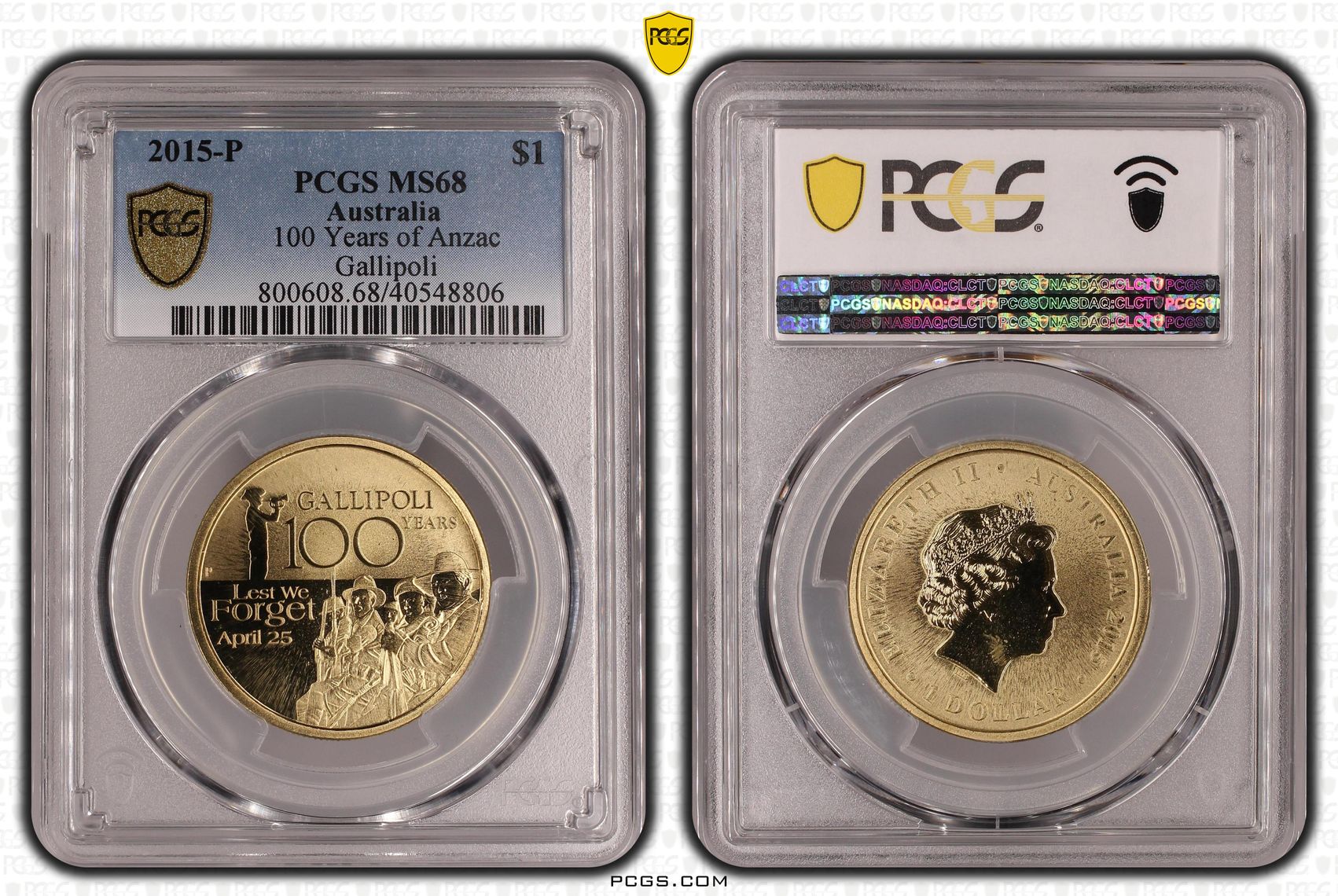 100 Years of Anzac Gallipoli, One Dollar, 2015-P, PCGS MS68