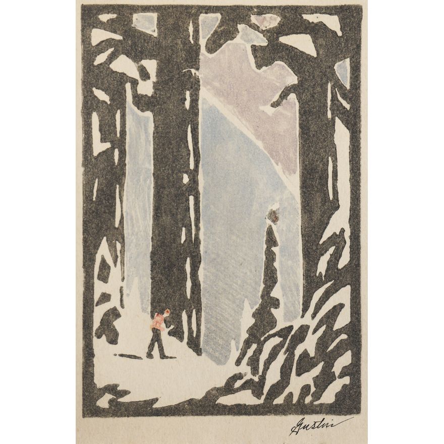 Paul Morgan Gustin ''Hills of Washington'' 1941 Color Woodcut