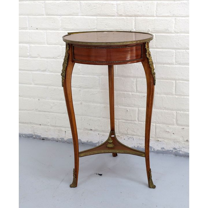 FRENCH GILT METAL MOUNTED MAHOGANY LAMP TABLE