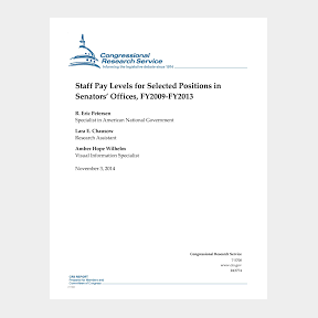 Staff Pay Levels for Selected Positions in Senators Offices Fy2009-Fy2013 - | SJ 51663/15592 B2 (S7)