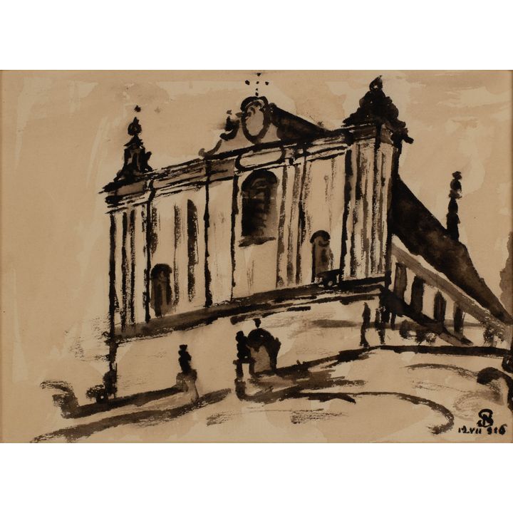 Stanisław Noakowski | Widok na kościół na wzgórzu, 1916 r.
