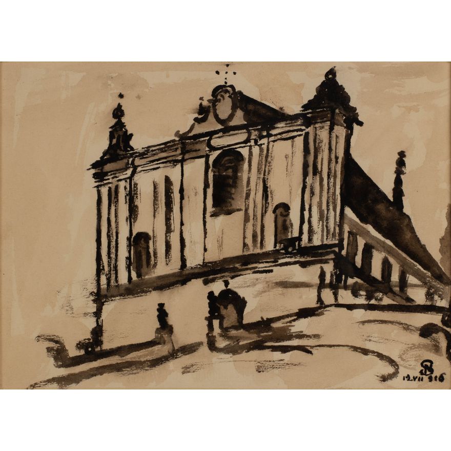 Stanisław Noakowski | Widok na kościół na wzgórzu, 1916 r.
