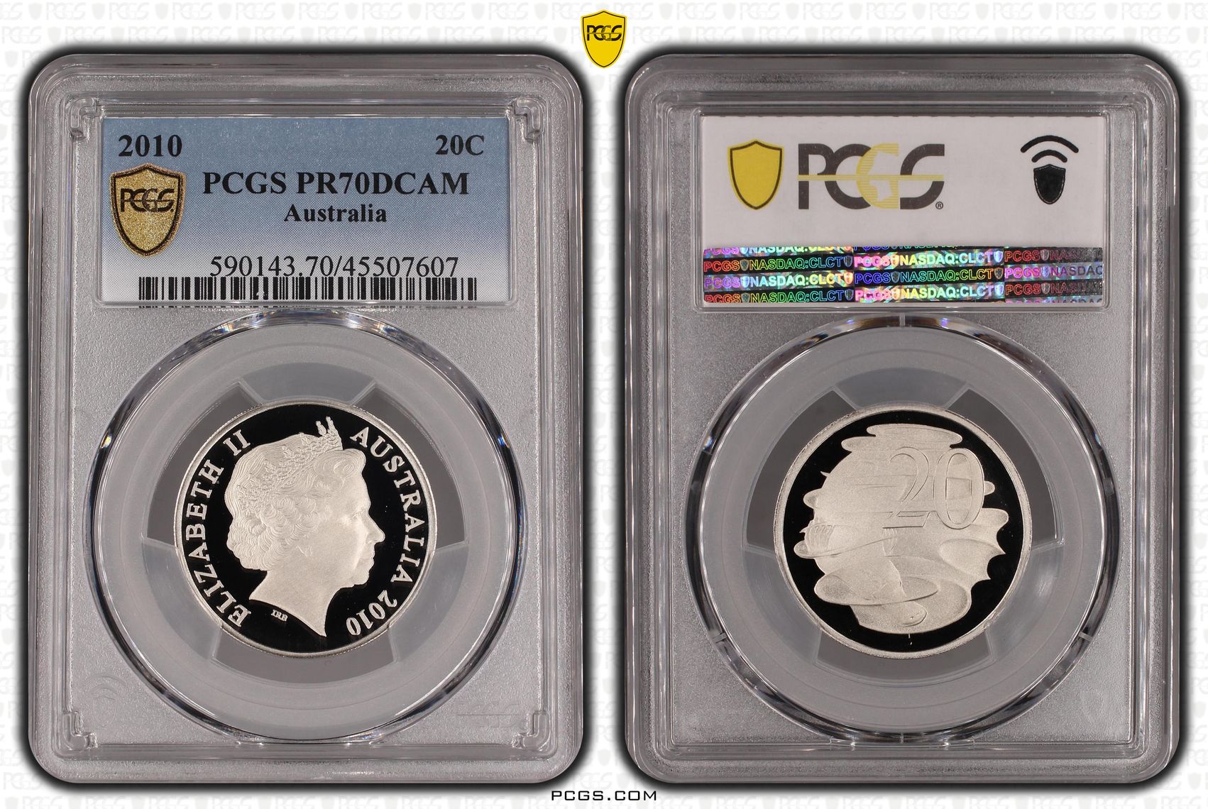 Top pop, Twenty Cent, 2010, PCGS PR70DCAM