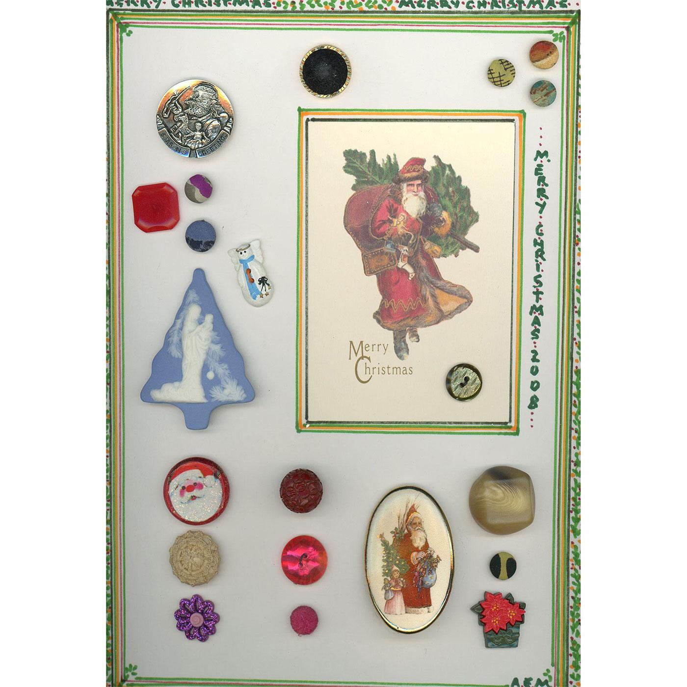 A Card of Assorted Material Christmas Buttons