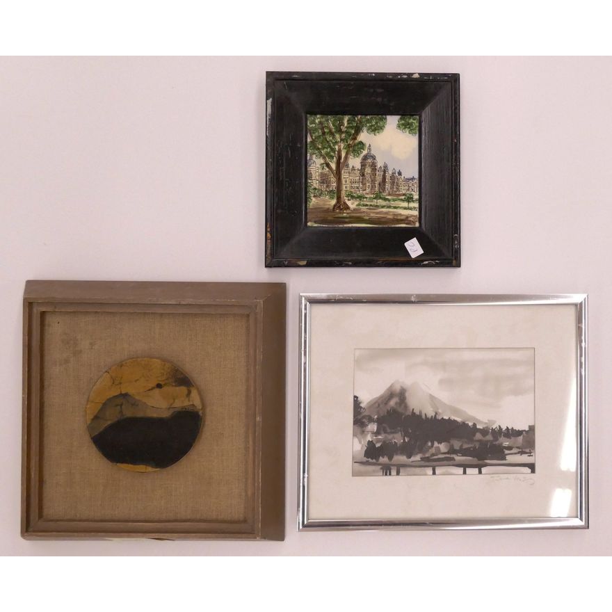 3 Small Framed Artworks- 9x9'' Largest