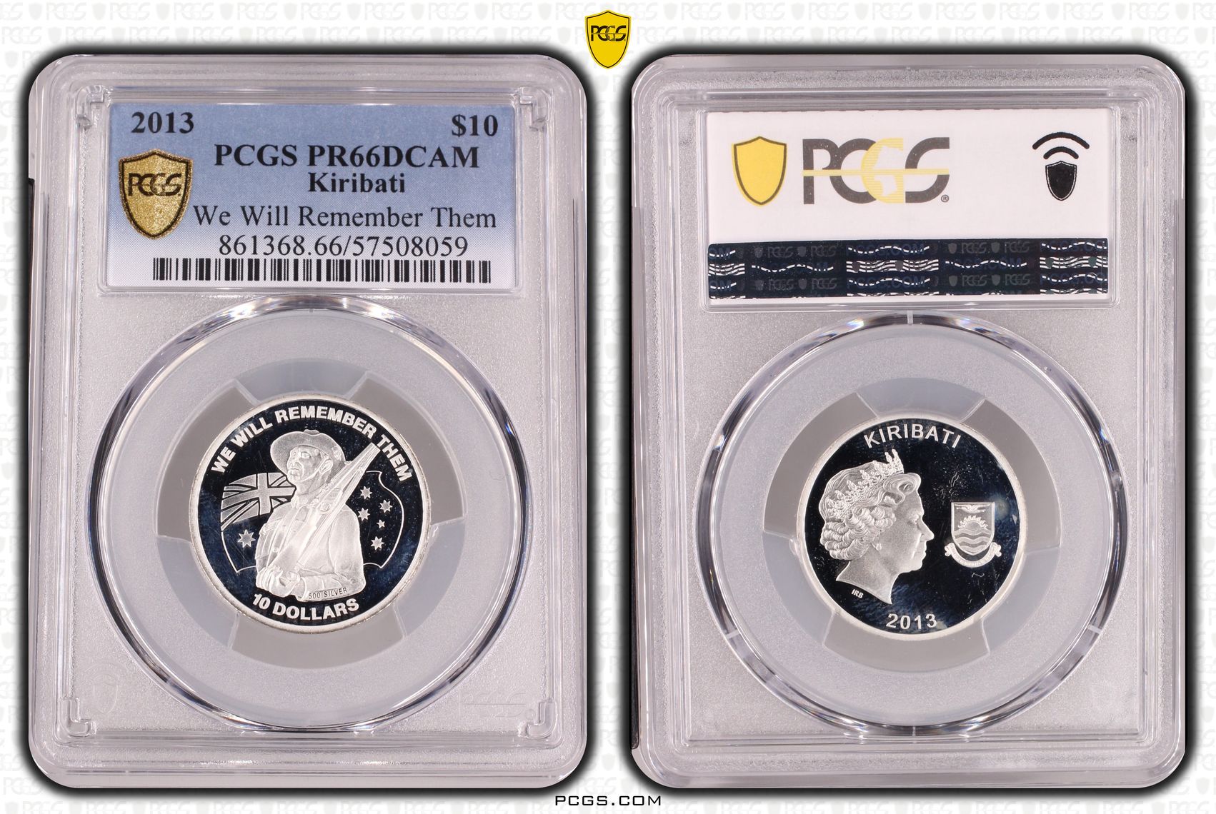 Kiribati, We Will Remember Them, Ten Dollar, 2013, PCGS PR66DCAM