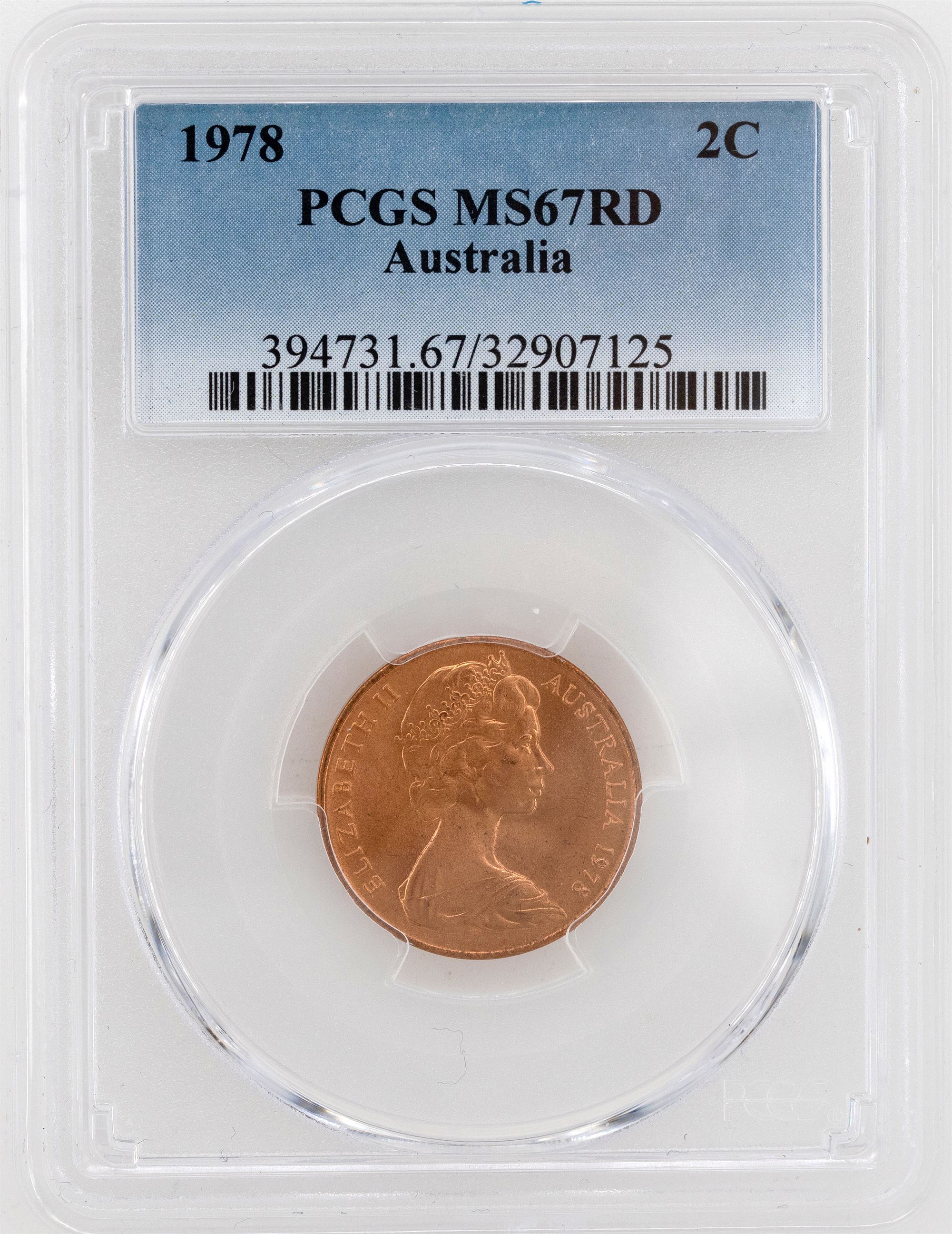 1978 Australia Two Cent, 2c PCGS - MS67RD POP 18/0 -125