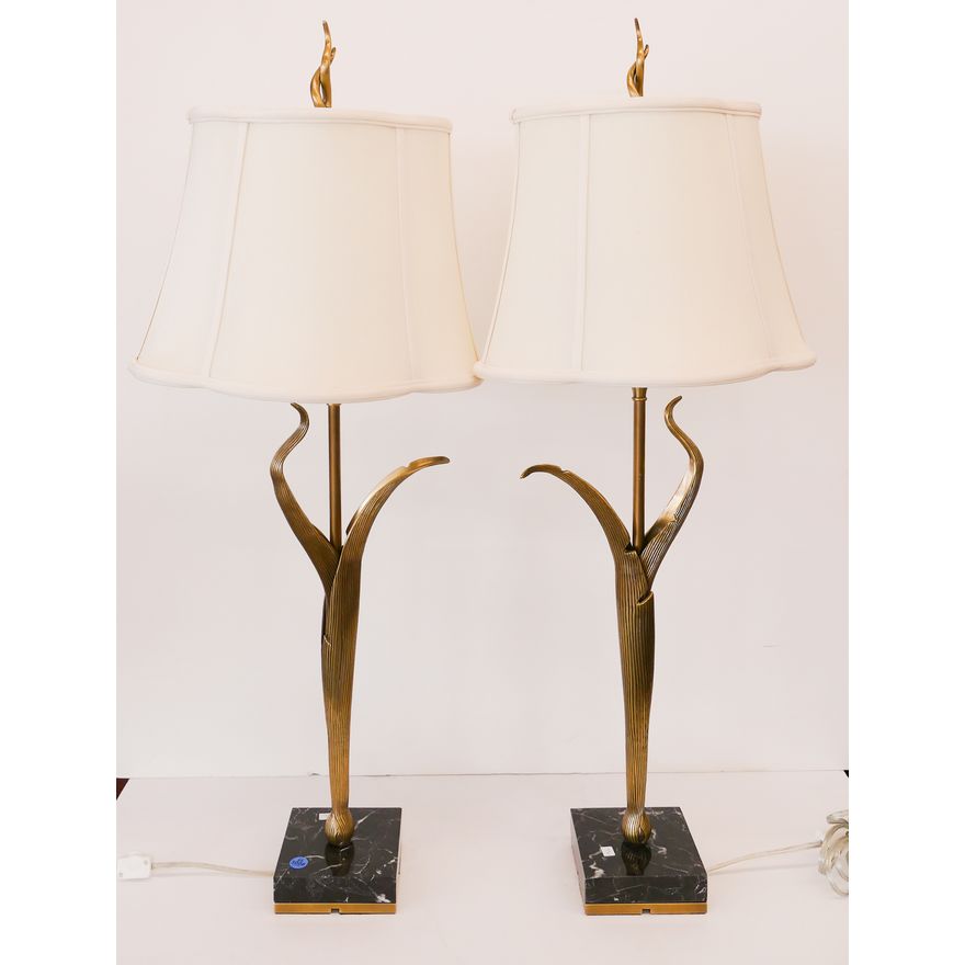 Pair Chapman Brass Designer Table Lamps- 36''