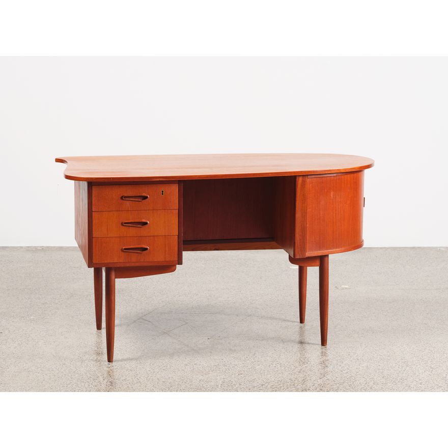 A 1950s Danish kidney shaped desk