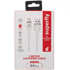 Superfly 20 Watt 2m Lightning Cable White Fast Charge 2m Cable Made with Durable Material|NOT TESTED