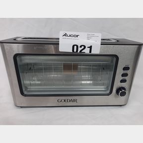 GOLDAIR 2 SLICE STAINLESS STEEL TOASTER WITH GLASS WINDOW - GTT-2000
