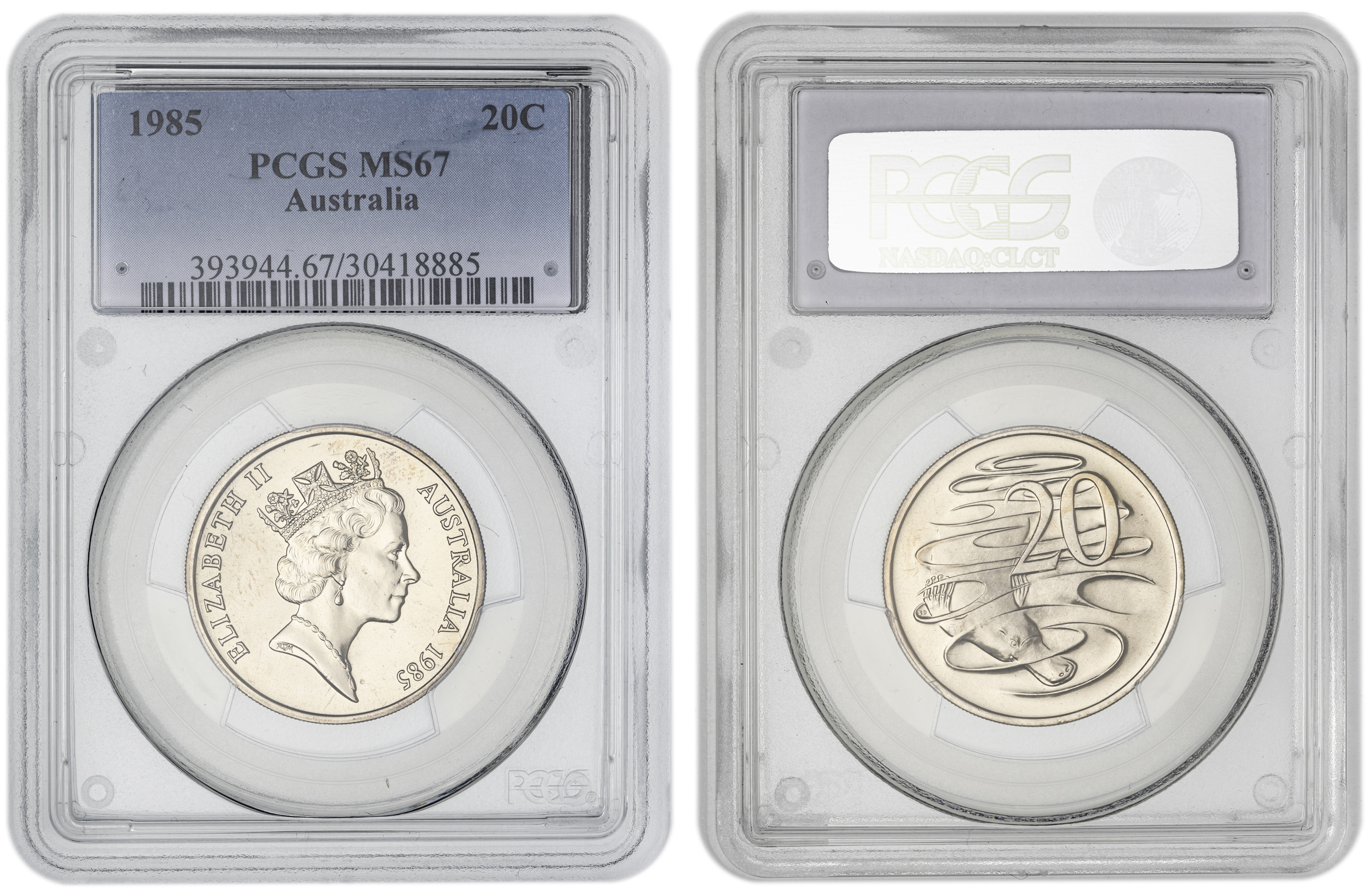 , Twenty Cent, 1985, PCGS MS67