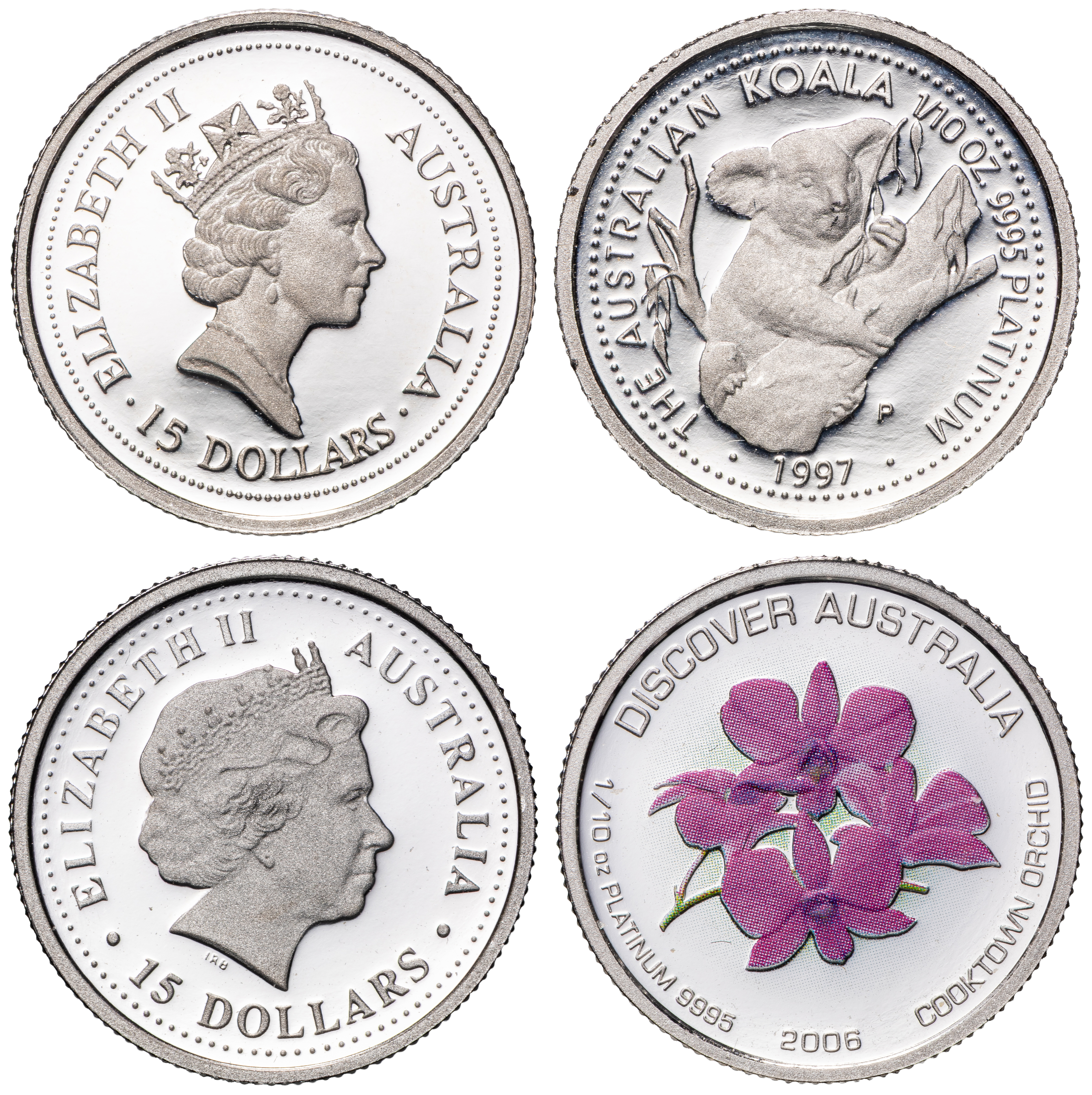 Elizabeth II, Perth Mint - Koala & Cooktown Orchid, Fifteen Dollars, 1997 - 2006, FDC
