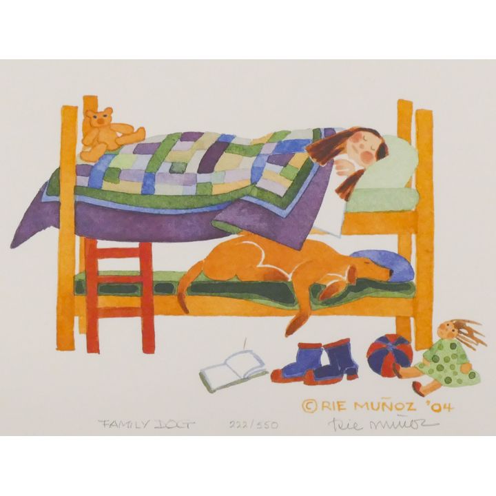 Rie Munoz ''Family Dog'' 2004 Signed Print 9.25'' x 10.5'' Sheet.