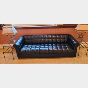 Harvey Probber Styled Mid Century Modern Pleated Leather Sofa