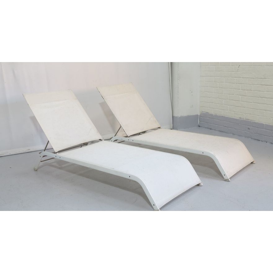 PAIR OF ALUMINIUM ALL WEATHER SUN LOUNGERS