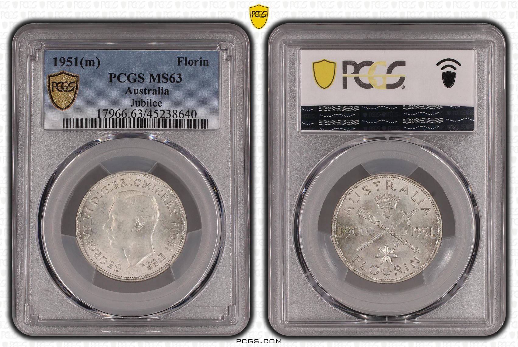 1951(m) Australia Florin Jubilee PCGS - MS63 -640