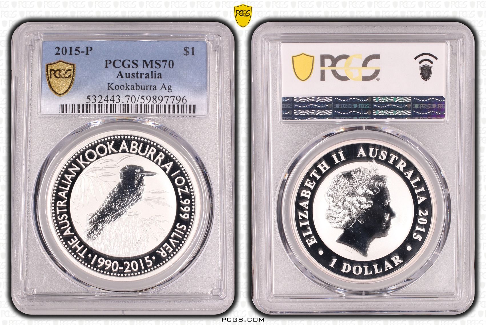 Kookaburra Ag, One Dollar, 2015-P, PCGS MS70