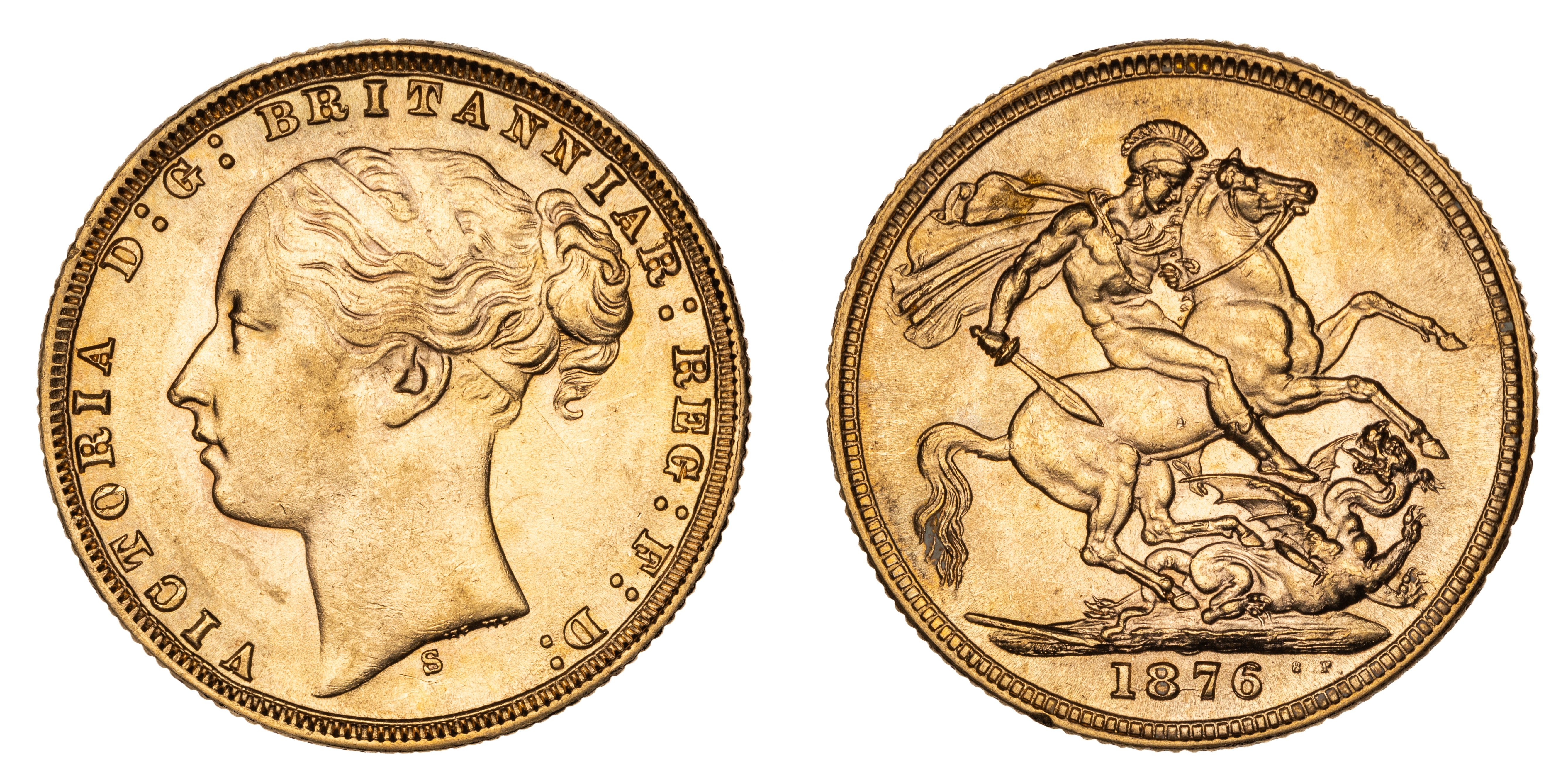 Victoria, Sovereign, 1876-S, UNC