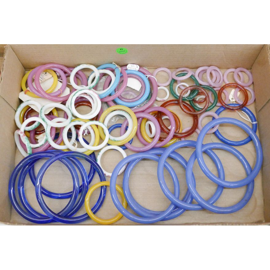 Box Old Chinese Peking Glass Rings - Dozens