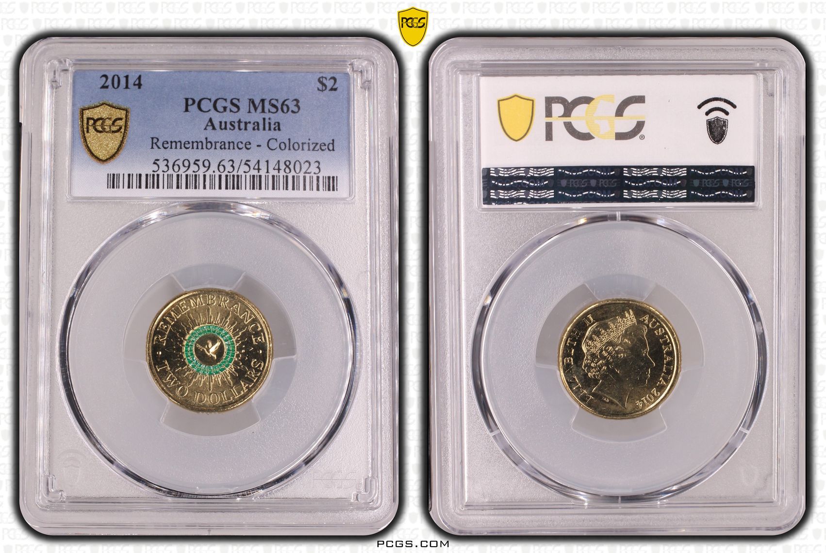 Remembrance Green Dove, Two Dollar, 2014, PCGS MS63