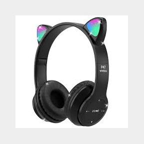 Kids Cat Ear Bluetooth Wireless Headphones Black | NO CABLE