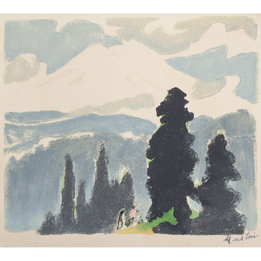 Paul Morgan Gustin ''Rainier from the Southwest'' 1948 Woodcut
