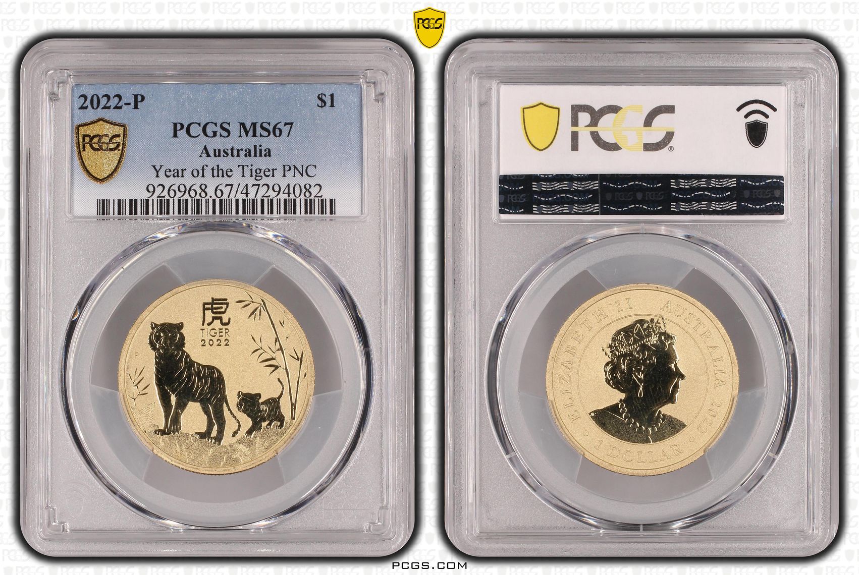Year of the Tiger PNC, One Dollar, 2022-P, PCGS MS 67