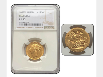 1883 VICTORIA MELBOURNE MINT YOUNG HEAD SOVEREIGN AU55 NGC