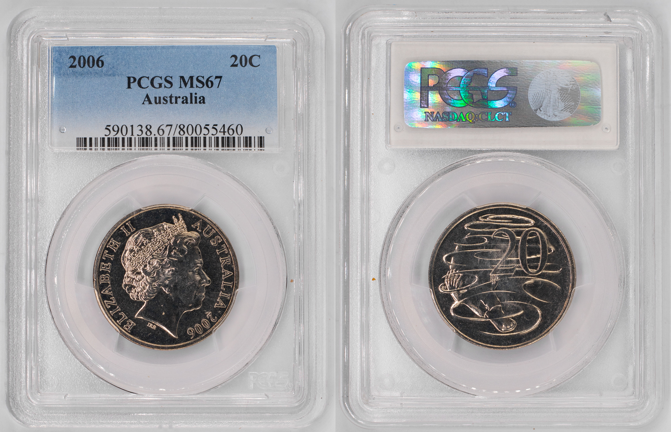 Elizabeth II, Twenty Cent, 2006, PCGS MS67