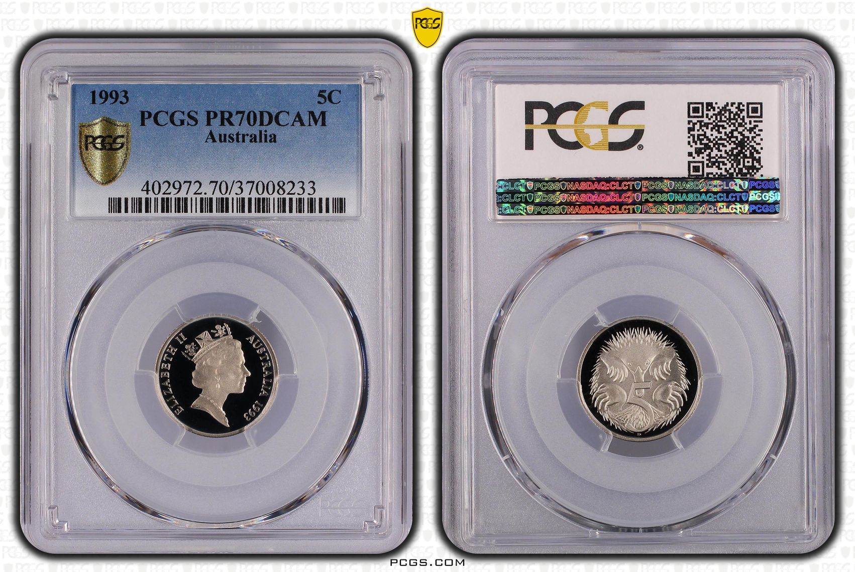 Top pop, Five Cent, 1993, PCGS PR70DCAM