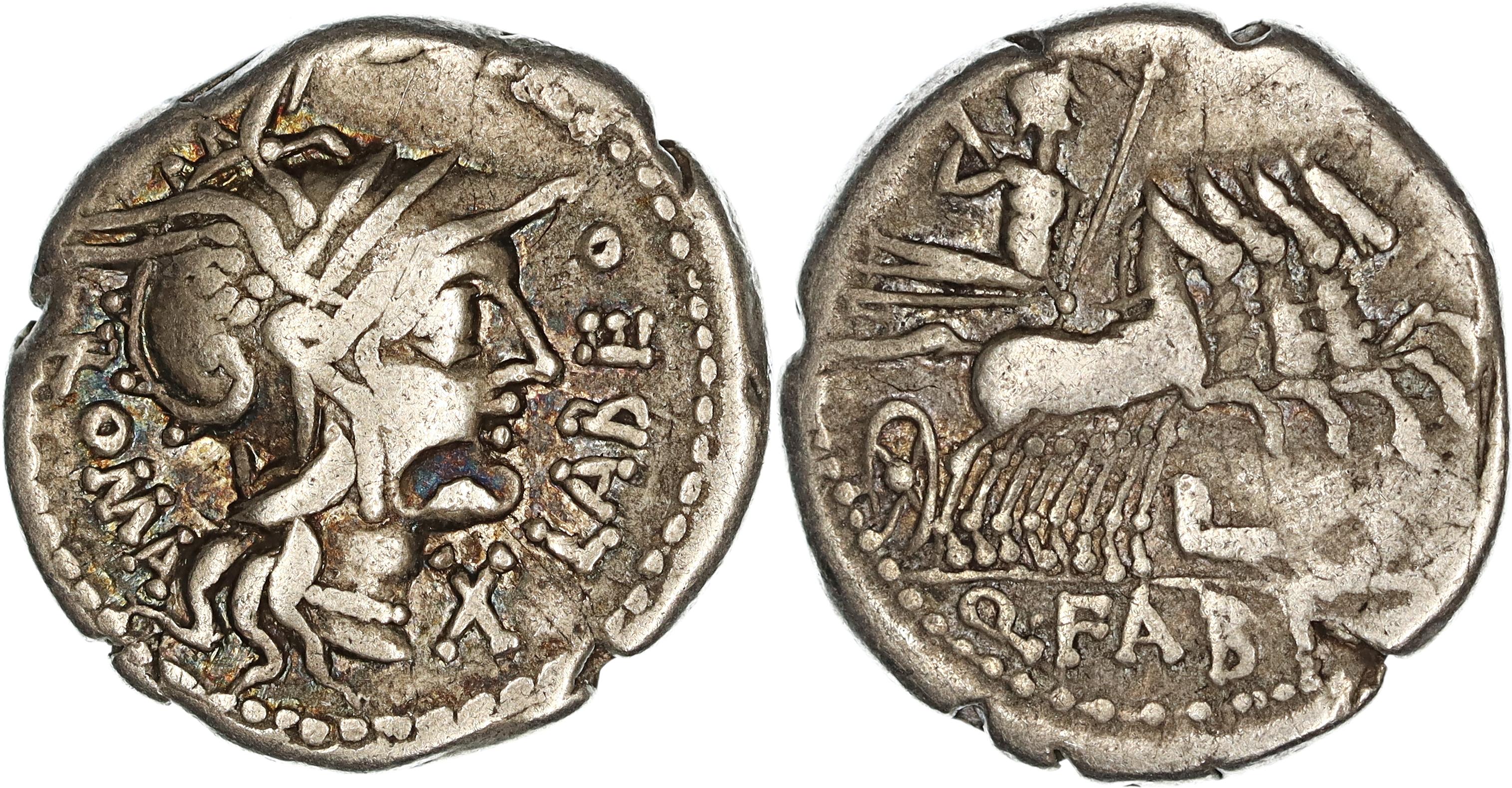 Roman Republic, Q. Fabius Q.n. Q.f. Labeo, Silver Denarius, 124 BC, gF-nVF